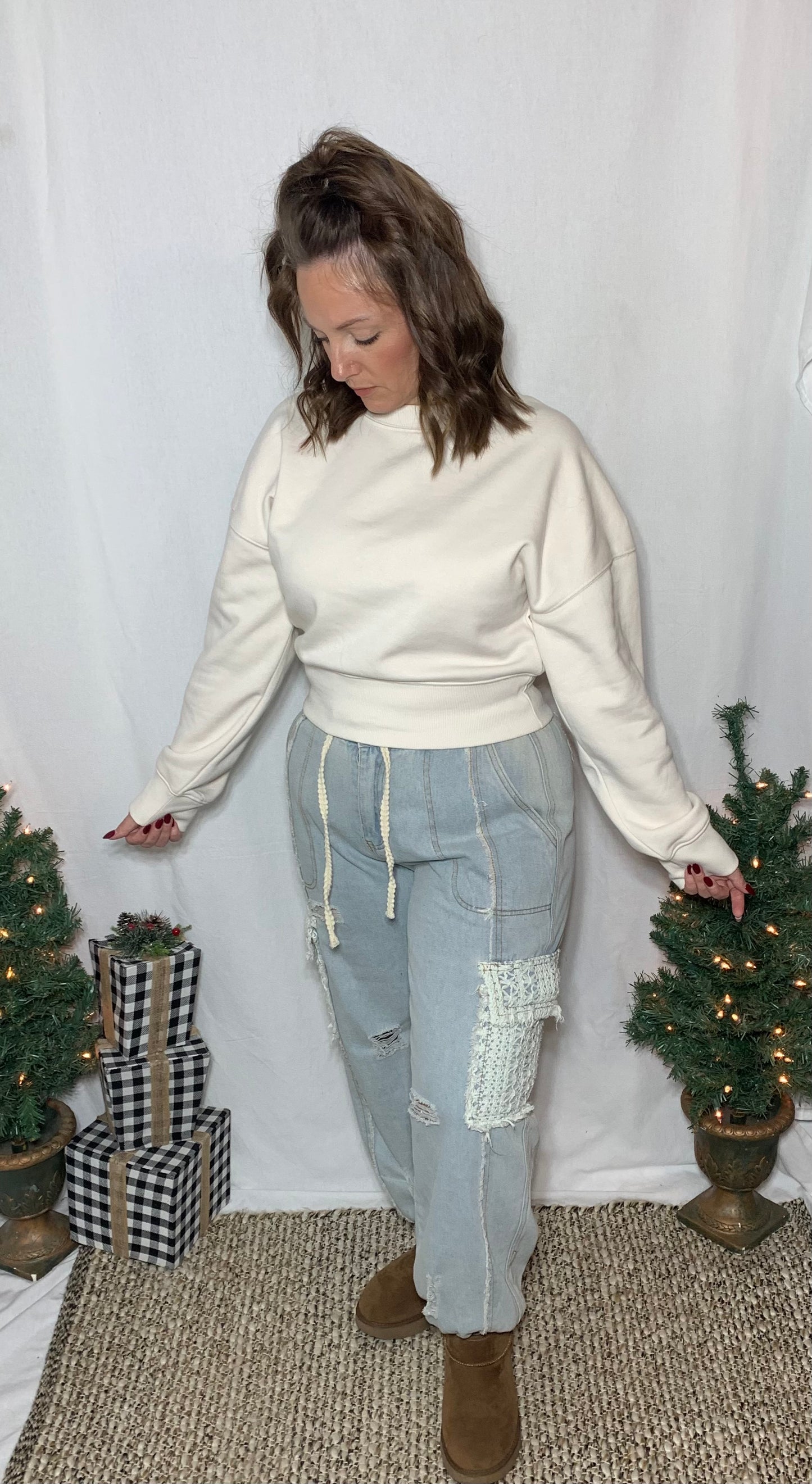 Distressed Denim Joggers