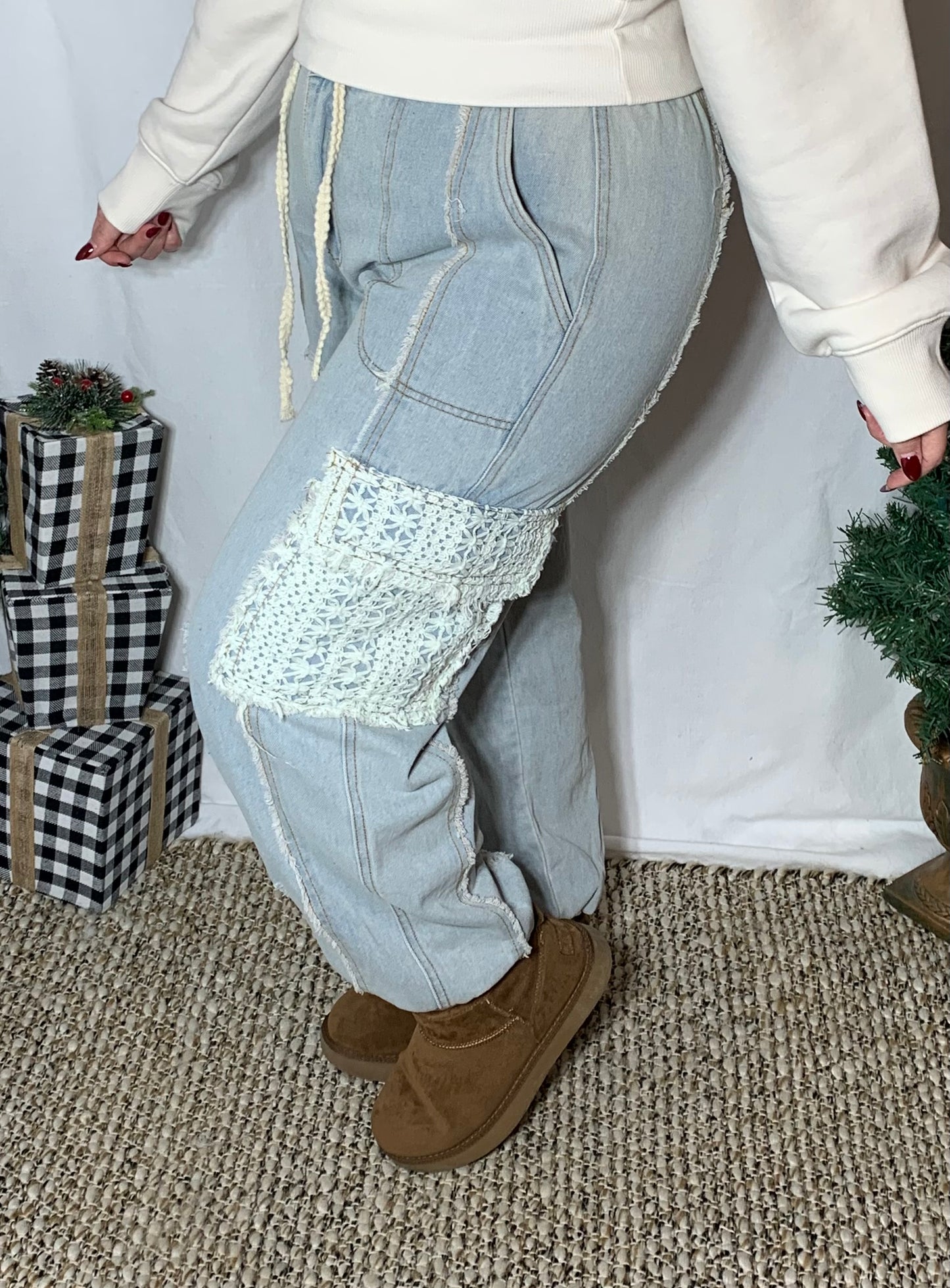 Distressed Denim Joggers